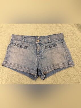 7 For All Mankind Light Blue Braided Pocket Denim Shorts